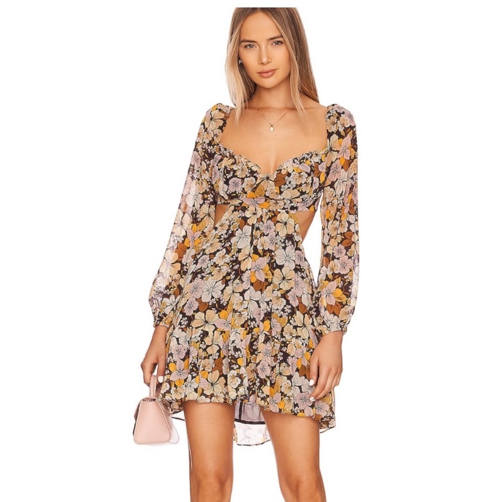 🔥 🔥 Summer Sale! Floral Long Sleeve Dress in Earth Tones - Picture 1 of 7
